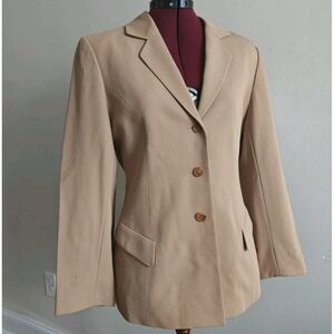 Annex Vintage Women's Blazer Jacket 100% Wool Beige Brown Size‎ 8 Medium Coat